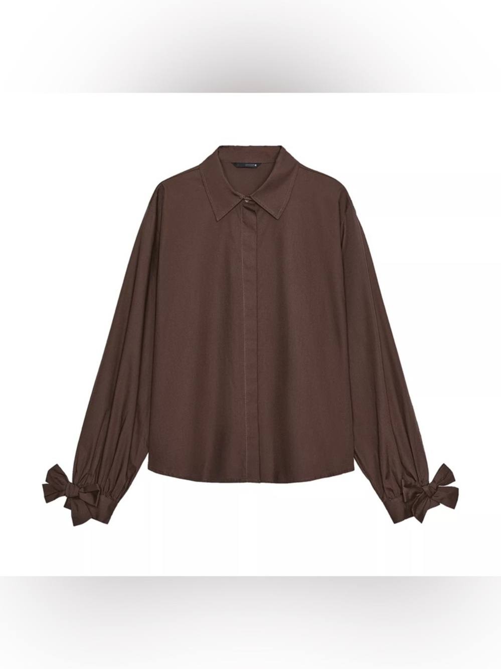 Zara Button-Front Blouse with ties on cuff NWT